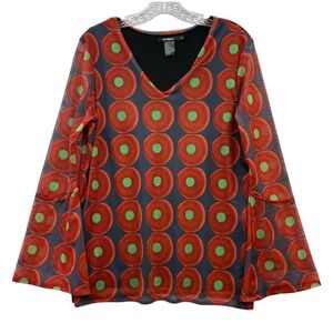 Desigual Women's‎ Karoley Circular Pattern Sheer Bell Sleeve Mesh Artistic M